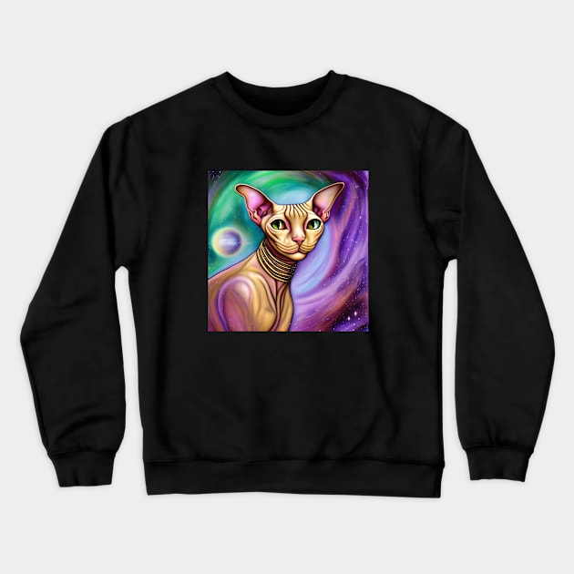 Sphynx Cat in Space Crewneck Sweatshirt by AnnieDreams